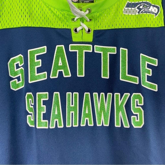 Seattle Seahawks NFL XS Women's Jersey Football Sports Mesh Lime Green Neon - Picture 3 of 7